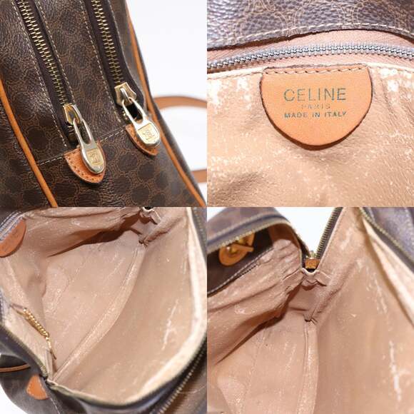 CELINE Macadam Canvas Shoulder Bag Pvc Leather Brown Gold - Picture 11 of 12